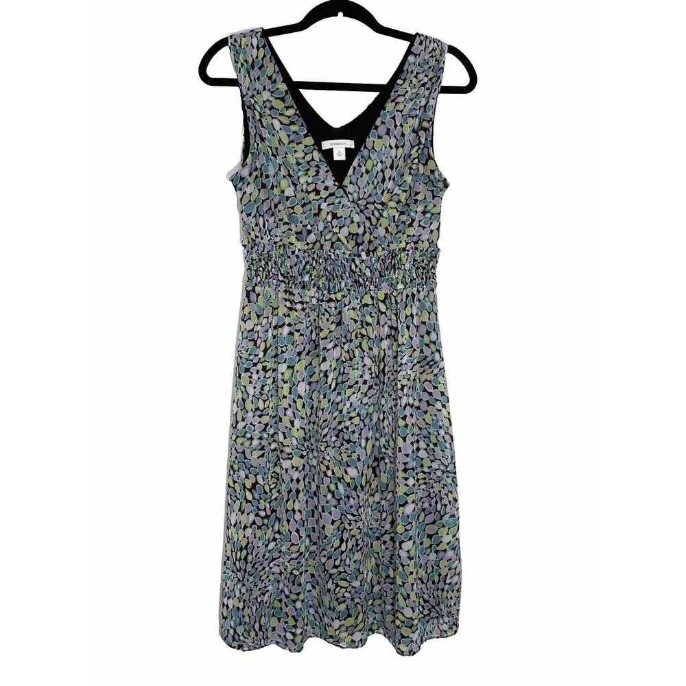 Dressbarn Womems Size 10 Chiffon Pink Blue Floral Print Midi Sleeveless Dress